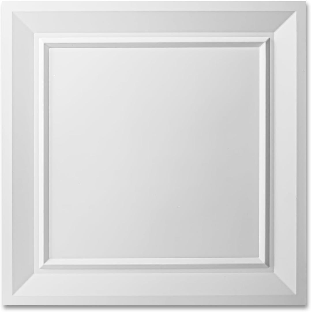 Art3dwallpanels Ceiling Tiles 24 x 24 Drop Ceiling Tiles, 24 Pack Drop in High Grade PVC Wall Panels, Fire Rated, Waterproof, Light Weight, Cover 96 Sq.Ft, White
