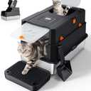 FURTIME Stainless Steel Litter Box with Lid, Enclosed Metal Cat Litter Box, Size: X-large