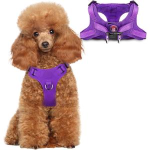Dog Harness Step in Dog Vest Harness, Reflective Adjustable Puppy No Pull Harness Breathable Soft for Small and Medium Dogs Cats, Purple, XS