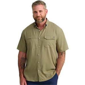 HUK Men's Tide Point Kc Scott Original Artwork Short Sleeve Shirt, Fishing Button Down (3X-Large, Overland Trek)