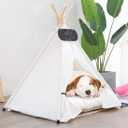 Pet Teepee Tent for Dogs & Cats Dog Bed with Thick Cushion Puppies Play House Removable and Washable