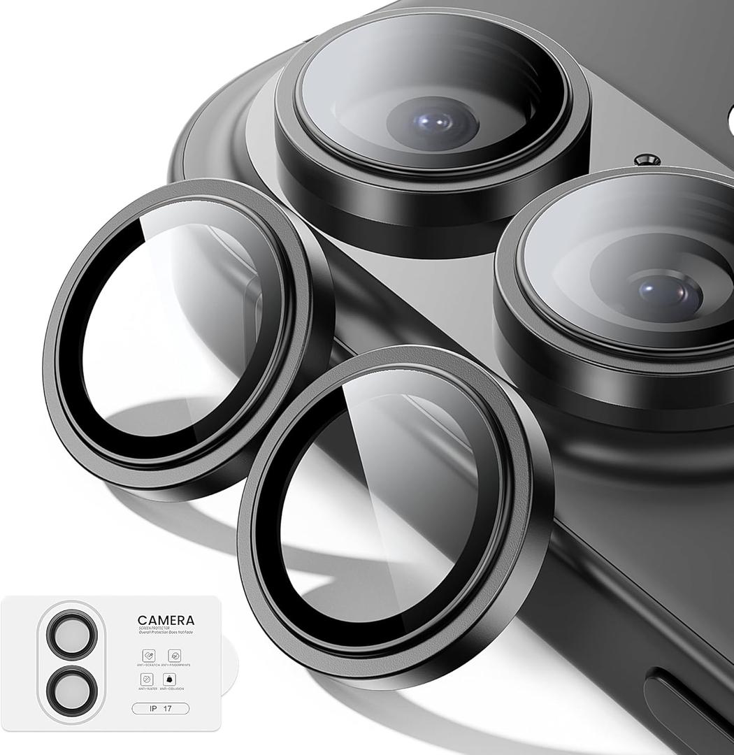 2 x for iPhone 17 Lens Protector[Shatterproof 9H Tempered Glass] [1:1 Invisible Ultra Clarity Cover,Black