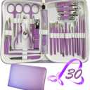 Manicure Set 30 in 1 Nail Clippers Set,Nail Manicure Kit for Women,RedFlow Toenail Clippers,Pedicure Kit,Pedicure Tools,Suitable for Travel Manicure Tools (Purple)