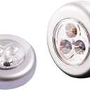 LED Battery Operated Wireless Touch Light Stick-on Push Light Night Light Ideal for Closets Cabinets Countertops or Utility Rooms Cordless Touch Lamp Batteries Not Included, Silver
