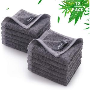 Wash Cloths 12 Pack, Super Soft and Skin Friendly Face Towel for Sensitive Skin, 10x10 inch Small Face Washcloths, Reusable Washable Makeup Remover Cloths, Easy to Rinse Grey Facial Cleansing Cloths