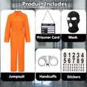 Prisoner Costume Men Orange Prisoner Jumpsuit for Halloween Costume Prison Inmate Outfit Jail Uniform (Orange)