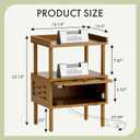 Amazer Bamboo Nightstand with Charging Station, Bedside Table with USB Ports & Outlets, End Table, Night Stand for Bedroom Lift-Up Drawer & Open Shelf, Walnut Brown