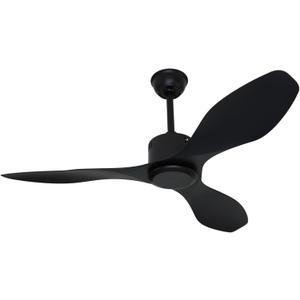 48 inch Ceiling Fan No Lights Remote Control 3 Blades Reversible DC Motor, Modern, Black