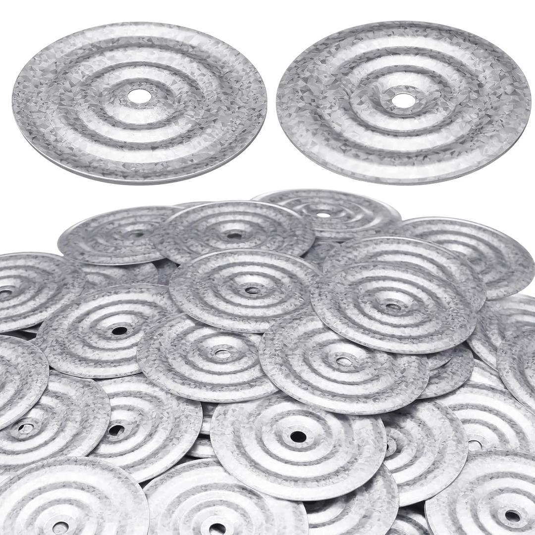 Shimeyao 100 Pcs Roofing Insulation Barbed Plates Galvanized Metal Membrane Stress Plates Corrosion Resistant Fasteners for Roof System Attachment to Steel and Wood Roof Decks (3 Inch,Plate)