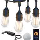 XMCOSY+ Smart LED Outdoor String Lights, 123Ft Patio Lights with 40 Shatterproof Dimmable Edison Bulbs, WiFi & App Control, Work with Alexa, IP65 Waterproof String Light for Outside Bistro Porch, 2 Pieces
