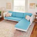 hyha Waterproof Couch Cushion Covers, Stretch Sofa Couch Seat Slipcover for Dog Washable, Non-Slip Waterproof Outdoor Cushion Covers for Patio Furniture Replacement (3 Pieces, Peacock Blue)