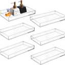 Maitys 6 Pcs Acrylic Vanity Tray Bathroom Tray for Serving Vanity Makeup Organizer Clear Hand Towel Kitchen Countertop Makeup Perfume Cosmetics Organizer Valentine Gift (9.65 x 5.9 Inch)