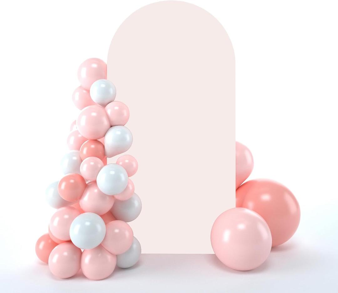 bricia Wedding Arch Backdrop Stand Cover, 7.2FT Double Sided Stretchy Arch Cover Fitted Wedding Birthday Party Banquet Decoration (Blush Pink)