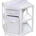 Badger Basket Corner Baby Changing Table - Space-Saving Diaper Changing Station for Nursery with Storage Bin, Changing Pad and Safety Belt - Organizer for Newborn and Infant Essentials - White