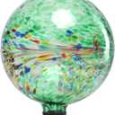 VCUTEKA Gazing Ball, Glass Gazing Globe Sphere for Outdoor Garden Lawn Ornament Yard Decorative, Green Artistic, 10"