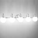 Chrome Mid Century Modern Bathroom Vanity Lights - 5-Light Wall Sconces with Frosted Milk Glass Globes