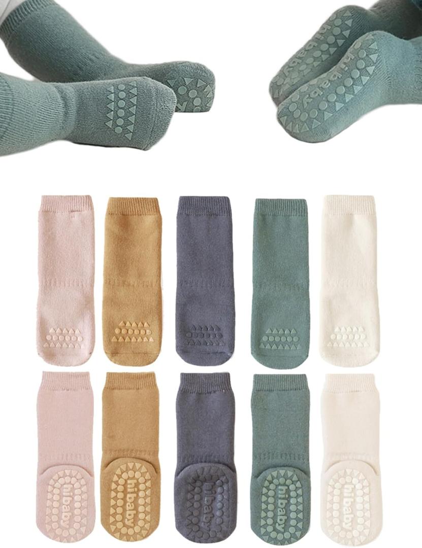 Baby Non Slip Grip Socks Toddler Knee High Anti Skid Crew Slipper Crawling Socks for Girls Boys Newborn