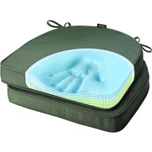 SUNROX Gel Memory Foam Chair Cushions, FadeShield Water-, Stain-Resistant Durable Reversible Seat Cushion Pads with Ties for Indoor/Outdoor Kitchen Dining Office, 19"x19", Set of 2, Heather Fern