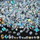 636Pcs Glass Beads for Jewelry Making, Assorted Crystal Beads with Loose Beads for Bracelet Earring Necklace Suncatchers DIY Crafts Jewelry Making Valentine's Day Birthday Gift, AB Color