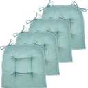 Chair Cushion, Chair Cushions for Dining Chairs, Chair Pads and Mat with Ties for Indoor Kitchen Seat and Desk (Aqua Blue, 4 Count - 17 x 16 in)