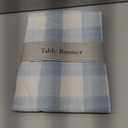 DII Buffalo Check Collection, Classic Farmhouse Table Runner, 14x108, Light Blue & White