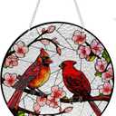 Cardinal Window Hanging Suncatcher, 10 Inch Acrylic Panel with Metal Chain, Indoor Wall Art Decor, Bird Theme Gift (Red)