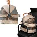 Pet Gear No-Zip View 360 Ultra Lite Pet Safety Carrier & Car Seat for Small Dogs & Cats Push Button Entry, 15", Sand