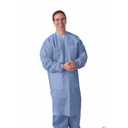 Medline Disposable SMS Barrier Lab Coat with Traditional Collar and Knit Cuffs, Blue, Size 2XL