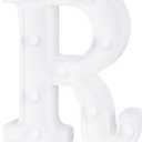 Illumify 6.5 x 1.2 x 8.7 Inch Light Up Letter, 1 Durable Marquee LED Light - Letter R, Touchproof, White Plastic Party Light, Keyhole Slot, For Parties, Weddings, Or Special Events - Restaurantware