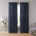 HLC.ME Lopez Velvet Premium Privacy Back Tab Rod Pocket Window Treatment Curtain Drapery Panels for Bedroom & Living Room - Set of 2 Panels (54 x 96 inches Long, Navy Blue)