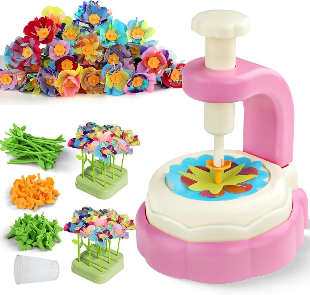 HAYXUN Flower Crafts for Kids Ages 4+, DIY Arts and Crafts for Kid Girl Toys, Hands-On Educational Toy, Reusable Art Toy for Creativity, Learning & Gifting, Birthday Gifts for Toddler Girls (Red)