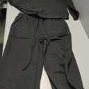 LILLUSORY Womens Two Piece Lounge Sets Mock Turtleneck Tops Wide Leg Drawstring Pants Sweatsuit with Pockets (Black, S)