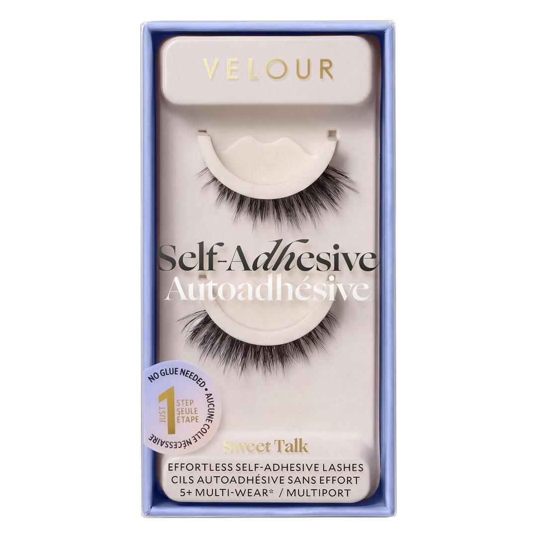 Velour Effortless Self Adhesive Eyelashes Sweet Talk, Reusable Pre Glued Strip Lashes, No Trim Needed Press On Lash Strips, No Glue Needed False Eyelashes, Wispy Flare 12mm Lightweight Natural Glam