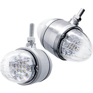 2PCS 17 LED Dual Function Watermelon Double Face Light Amber Red LED Clear Lens with Reflector, 3.5" Dual Face Round LED Turn Signal Fender Lights, Chrome Double Face Auxiliary Pedestal Lights