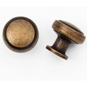 Antique Brass Round Cabinet Knob, Zinc Solid Alloy Hardware, 1-1/10 Inch Diameter, Vintage Style Drawer Pull for Cabinets,Knobs for Kitchen Cabinet Handles and Knobs (12, Antique Brass)