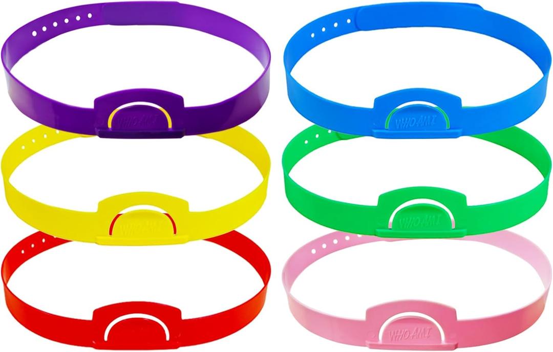 HOOJOJO 6 Pcs Guess Who Game Headbands (6 Colours), Can Insert Card, Headbands Board Games for Family Game Night, Party Activities for Adults and Kids