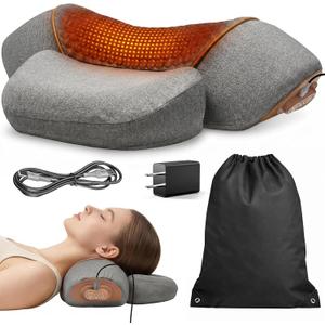Freebody 3-in-1 Neck Massager Pillow with Heat & Massage, Ergonomic Neck Support Pillow with Stretching Support for Home & Office Use, Grey