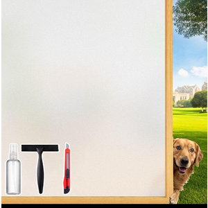 Frosted Glass Window Film Decorative with Reference Cutting Line, Bathroom Window Privacy Film for Glass Windows Cover, Static Cling, Removable, Reusable, Anti-UV, Anti-Glare, 29.5" x 78.7"