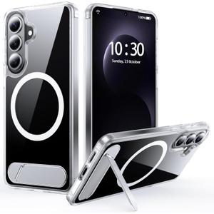 for Samsung Galaxy S26 Case with MagSafe[Invisible Kickstand] [Charge While Standing] [Military Shockproof] [Anti-Yellowing] Transparent Soft Silicone Bumper for S26 Phone Case Slim,Clear