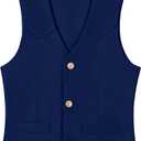 Boys Vest Leather Western Cowboy Dress Vests with Pockets Vintage Suede V Neck Formal Wedding Waistcoat (5)
