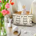 GOOESING Easter Bunny Pillow Covers 20x30 Inch Gray Stripes Rabbit Decorative Pillowcase Spring Holiday Linen Throw Pillow Case Cushion Cover for Sofa Couch Chair