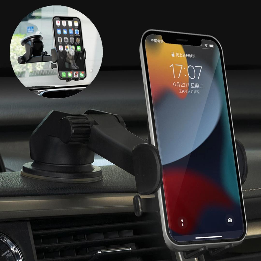 Car Phone Holder Mount, Dashboard Suction Cup Mount, Adjustable Arm with 360° Rotation, Universal Compatibility, Black