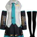 Anime Cosplay Costume Outfit Top Skirt Full Set Women Halloween Costume (XX-Large, Gray)