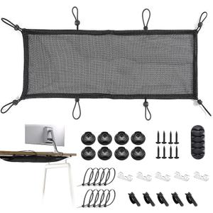Under Desk Cable Management Net, 36PCS Under Table Cord Management Mesh Organizer Flexible Wire Hiders, Extra Large Capacity Wire Management Kit Under Desk, Fits Most Tables (8 holes)