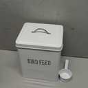 DEAYOU Pet Food Storage Tin with Lid, Metal Bird Seed and Feed Container with Serving Scoop, Treats Storage Canister Bin Can for Dogs, Cats Food, Coated Carbon Steel, Tight Fitting Lid, White, 5-6 Lbs