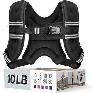 Weighted Vest for Women & Men with Reflective Stripe and Adjustable Buckle, Comfortable & Durable Rucking Vest for Walking, Running & Strength Training (10 lb, Black)