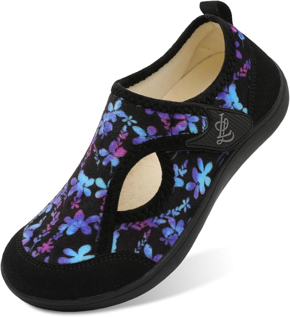 LeIsfIt Womens Slippers Wide Diabetic Shoes Adjustable Arthritis Edema House Shoes Indoor Outdoor Slippers, 43