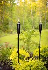 Evergreen 2 Pack Of Ready To Assemble Metal Torches Black