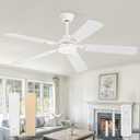 52" Ceiling Fans with Lights, White Modern Ceiling Fan with Remote, bedroom Indoor Ceiling Fan with Dual Finish Blades, Quiet & Strong Motor, Bright LED Light.