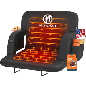HOPERAN Heated Stadium Seats with Back Support, Dual Control, 1-Pack, 23"